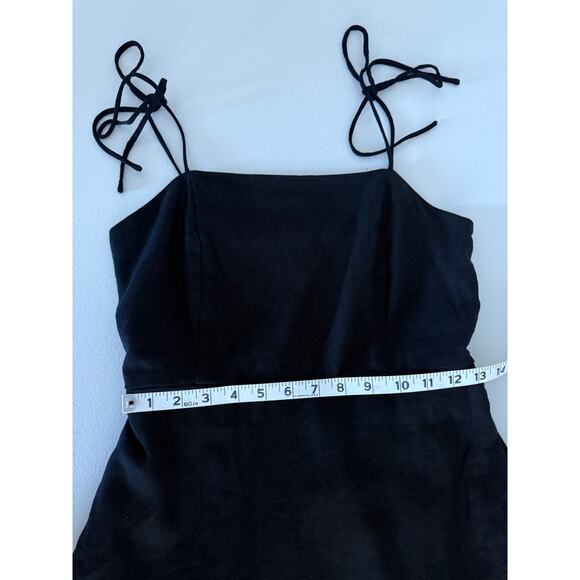 Old Navy Tie Strap Smocked Back Black Linen A-Line Fit & Flare Dress Small Tall - Picture 8 of 8
